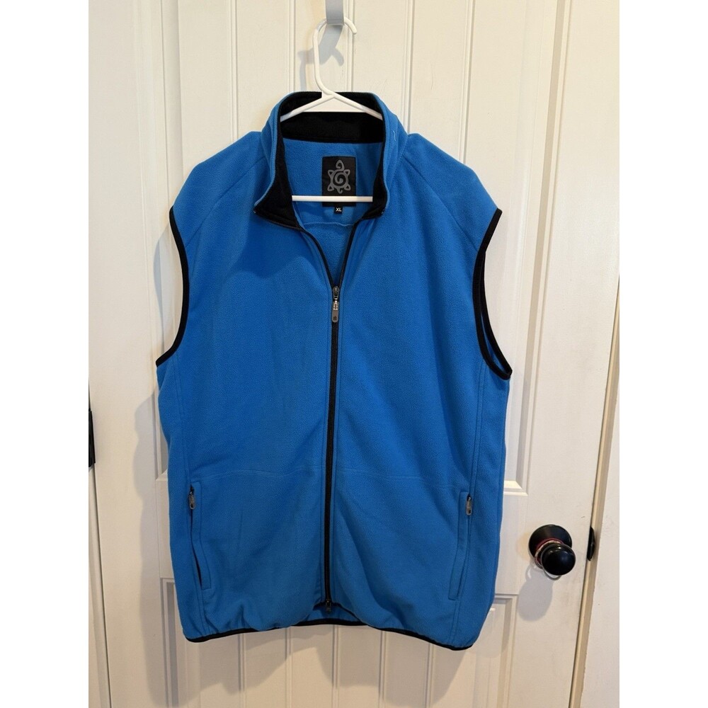 Turtleson Men’s XL Blue Fleece Vest Full Zip Outdoor Golf Casual
